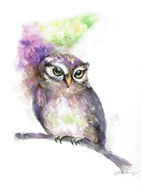 Essence of Owl original owl watercolor paint